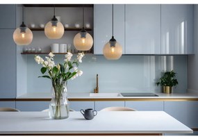 Závesné svietidlo Riffle Round, 4x medové sklenené tienidlo