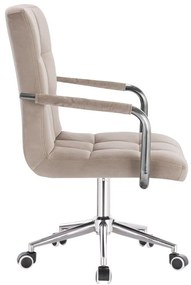 LuxuryForm DESIGN Stolička VERONA VELUR na striebornej podstave s kolieskami - latte