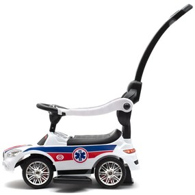 Detské odrážadlo so zvukom a vodiacou tyčou Baby Mix AMBULANCE biele