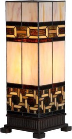 Béžovo-hnedá stolná tiffany lampa Laetitia II - 17*17*44 cm E27/ma* 1*40W