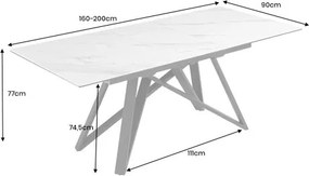 Rozkladací jedálenský stôl Atlas 46497 160/200x90cm Ceramik white marble  - Komfort-nábytok