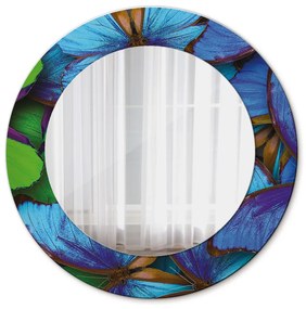 Okrúhle ozdobné zrkadlo Modrý a zelený motýľ fi 50 cm