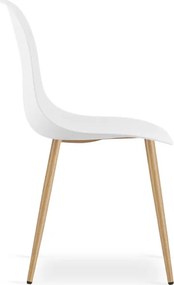 Jedálenský stôl NP biely / dub sonoma so štyrmi stoličkami WAT biele / hnedé