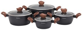 Wellhox  ROSA BELLA čierna 8-dielna sada hrncov