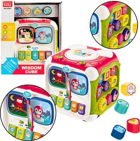 LEAN Toys Veľká multifunkčná vzdelávacia kocka s klavírom triedičkou a bubienkom