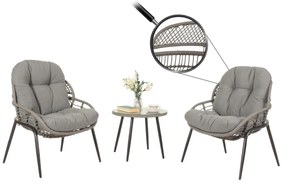Súprava 2 kresielok a stolíka HWC-N33 - sivá, čalúnenie tmavosivá