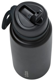 Antikorová termofľaša so slamkou 1 l - čierna