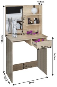 Dekoratívny stôl BELEZA, dub Sonoma