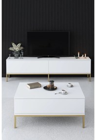 TV stolík/skrinka Vibubi 2 (biela + zlatá) . Vlastná spoľahlivá doprava až k Vám domov. 1095390