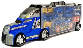 LEAN TOYS Kamión s vozidlami 1:23 - policajný, modrý