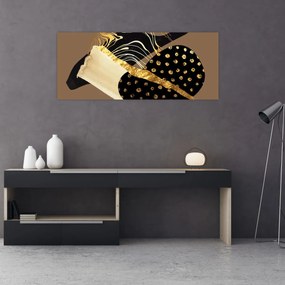 Obraz - Abstrakcia golden brown N⁰1 (120x50 cm)