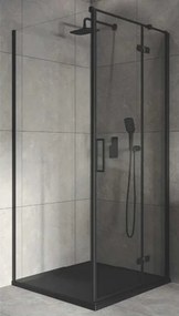 Cersanit Jota, rohový sprchovací kút 90 (dvere pravé) x 90 (stena) x 195 cm, 6mm číre sklo, čierny profil, S160-004