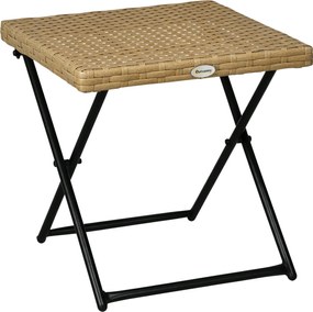 Skládací bočný stôl Outsunny z poly rattanovej s textúrou v dreve, 40x40x40cm | Aosom