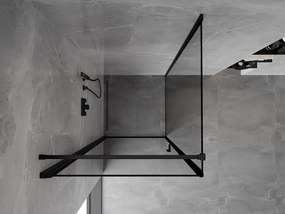 Mexen Mist-B, 1-krídlový výklopný sprchový kút ľavý 90 x 90 cm, číre sklo-čierny rám, 8A2T-090-090-70-70-L