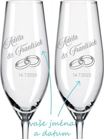 Svadobné poháre na sekt Rings 2 ks