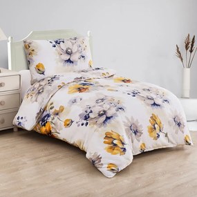 Biele mikroplyšové obliečky na jednolôžko 140x200 cm Blossom – My House