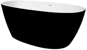 Voľne stojaca vaňa SAT Aula 160x78,7 cm liaty mramor ľavá aj pravá čierna/biela SATAULA1600C