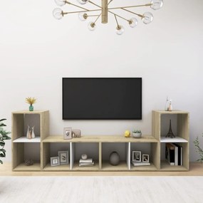 TV skrinky 4 ks biele a dub sonoma 72x35x36,5 cm drevotrieska