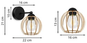 Nástenné svietidlo TIMBER 8, 1x drevené tienidlo