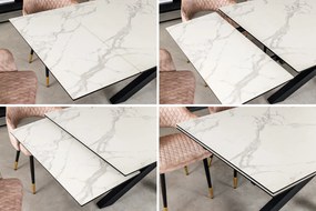 Jedálenský stôl Elegancia Keramika biely 180-220-260 cm Mramor