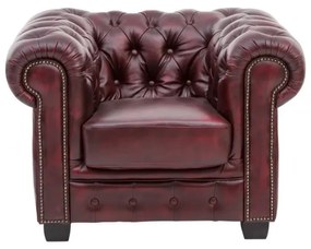 furniture-nabytek.cz - Chesterfield kreslo z pravej kože, červené – 100×90×72 cm