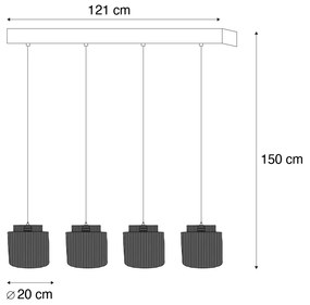 Japandi závesná lampa čierna s hnedým lanom 4-svetlá - Smilla