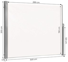 Výklopná bočná markíza, roleta, zástena do záhrady, na terasu - béžová 200 cm