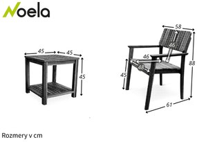 Noela Balkónový set Lotto + 2x drevené kreslo Lucy