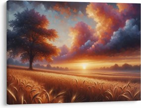 Obraz – Západ slnka na poli (70x50 cm)