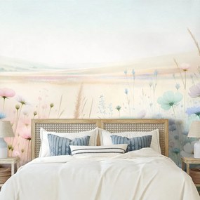 Tapeta pastelové kvety na lúke