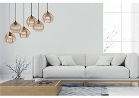 Závesné svietidlo Timber, 6x drevené tienidlo, n