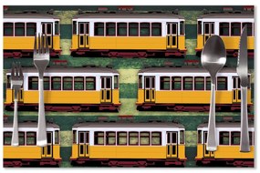Sablio Prestieranie Lisabonské historické električky Zelený Pattern: 40x30cm