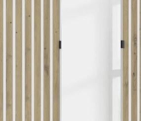 Šatníková skriňa so zrkadlom Genua, 136 cm, biela/dub artisan