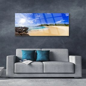 Obraz plexi Slnko more pláž krajina 125x50 cm