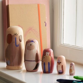 ferm LIVING Drevená matrioška Critter by Anna Katharina Jansen