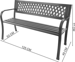 Hliníková záhradná lavička 125 x 53 x 77 cm