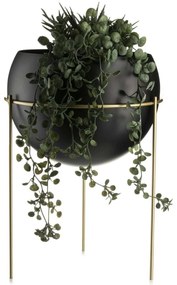 KOVOVÝ KVETINÁČ SO STOJANOM LOFT 39X28 CM ČIERNA/ZLATÁ