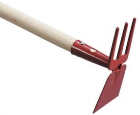 Motyka s troma ostrými hrotmi tmavočervená , 7cm 75 cm