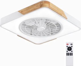 Brilagi - stmievateľné LED svietidlo s ventilátorom LED/38W/230V 50 cm biela/dub + diaľkové ovládanie