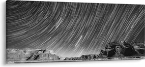 Čiernobiely obraz hviezdnej oblohy (120x50 cm)