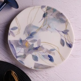 Jedálenská súprava 24 ks, biela/modrá, porcelán