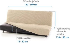 Super strečové poťahy NIAGARA smotanová dvojkreslo s drevenými rúčkami (š. 130 - 160 cm)