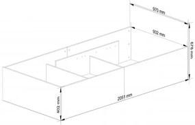 Jednolôžková posteľ s roštom 90x200 cm, dub sonoma