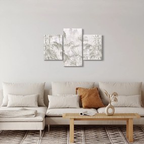 Obraz - Tropické rastliny na stene v šedej (90x60 cm)