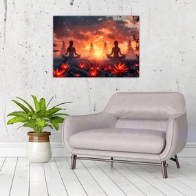 Sklenený obraz - Jóga v prírode (70x50 cm)