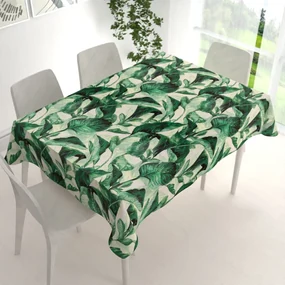 Biante Zamatový obdĺžnikový obrus Tamara TMR-028 Veľké zelené listy 80x120 cm