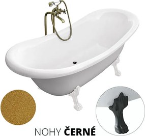 Besco Voľne stojaca vaňa zo sanitárneho kompozitu Amelia Glam Z 190x77 bez prepadu BESCO-Typ výpuste: Click-Clack bez prepadu, chróm, BESCO-Nôžky: Ch…