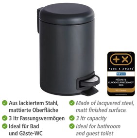 Odpadkový kôš v čiernej farbe Wenko Leman, 3 l