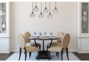 Závesné svietidlo Crystal, 5x strieborné krištáľové tienidlo