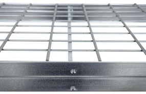 Bezskrutkový kovový regál RIVET, 180x90x45 cm, 5x sieťová drôtená polica, zinok